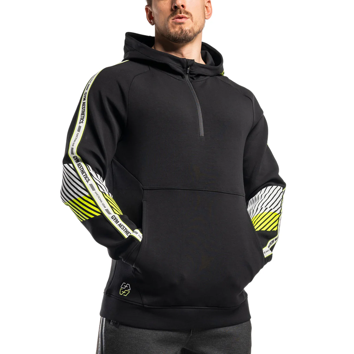 Protection Detachable Mask 1/2 Zip Mock Hoodies for Men - Image 15