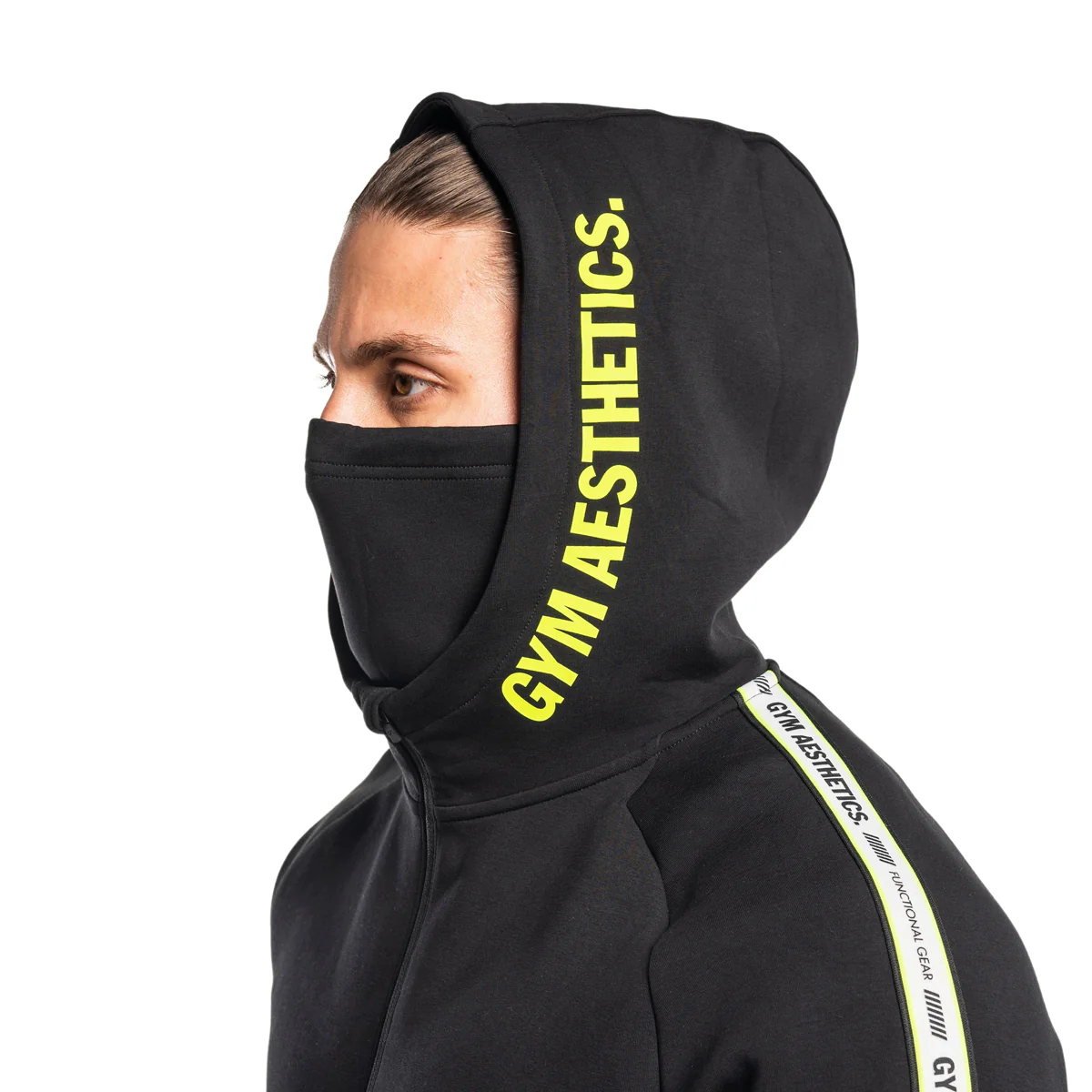 Protection Detachable Mask 1/2 Zip Mock Hoodies for Men - Image 22