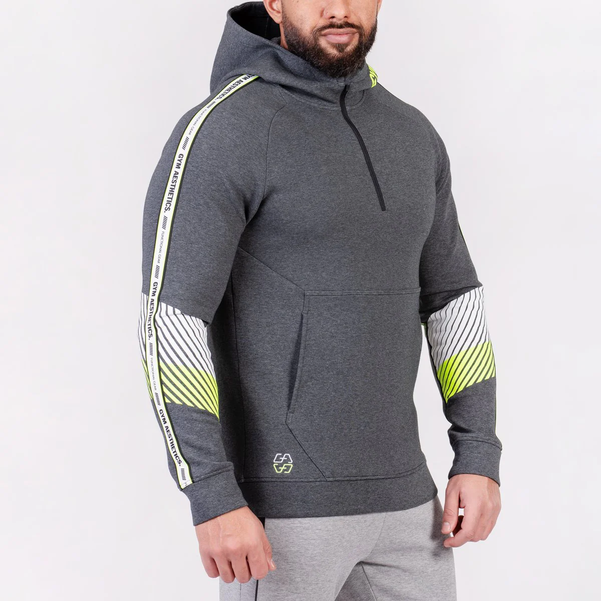 Protection Detachable Mask 1/2 Zip Mock Hoodies for Men - Image 27