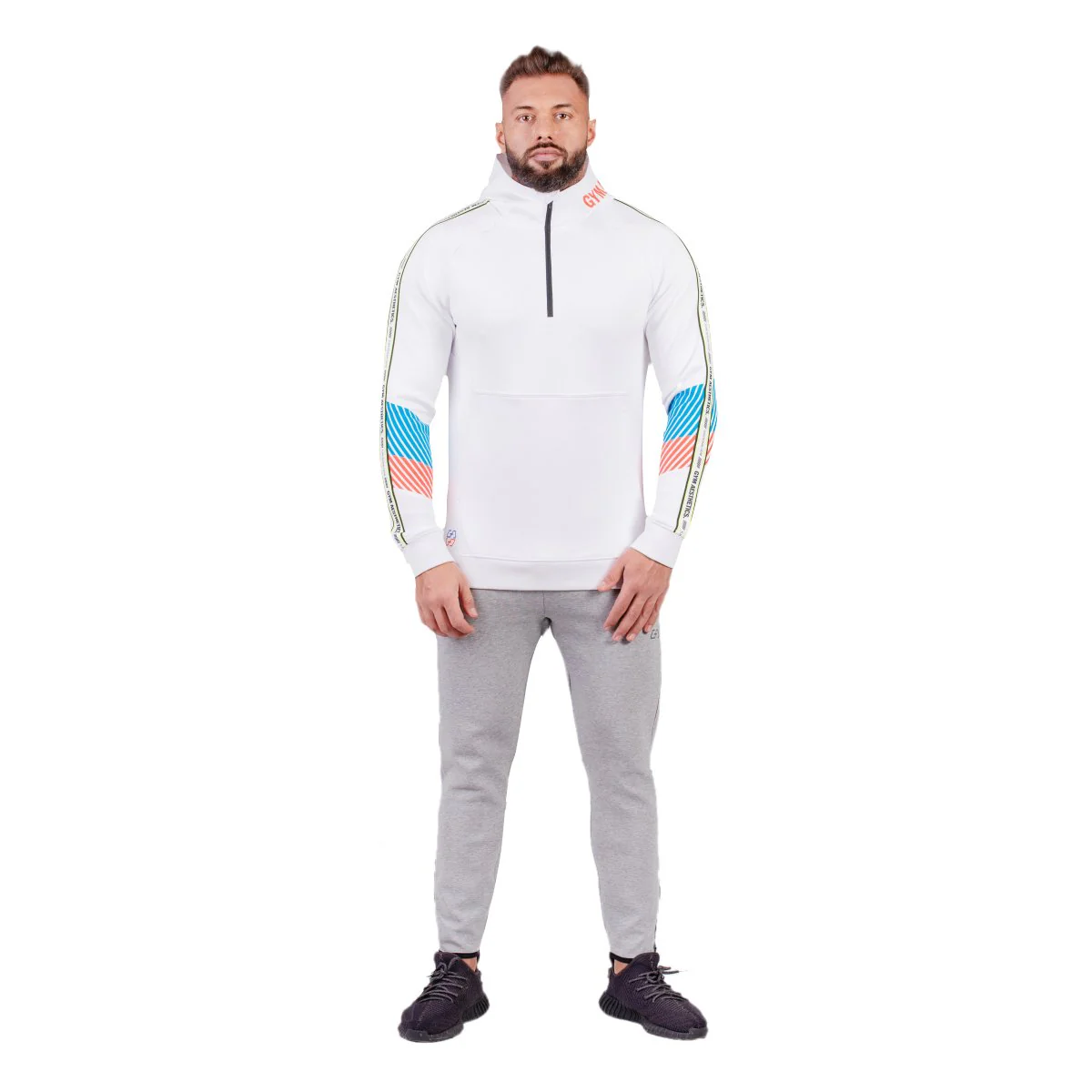 Protection Detachable Mask 1/2 Zip Mock Hoodies for Men - Image 4