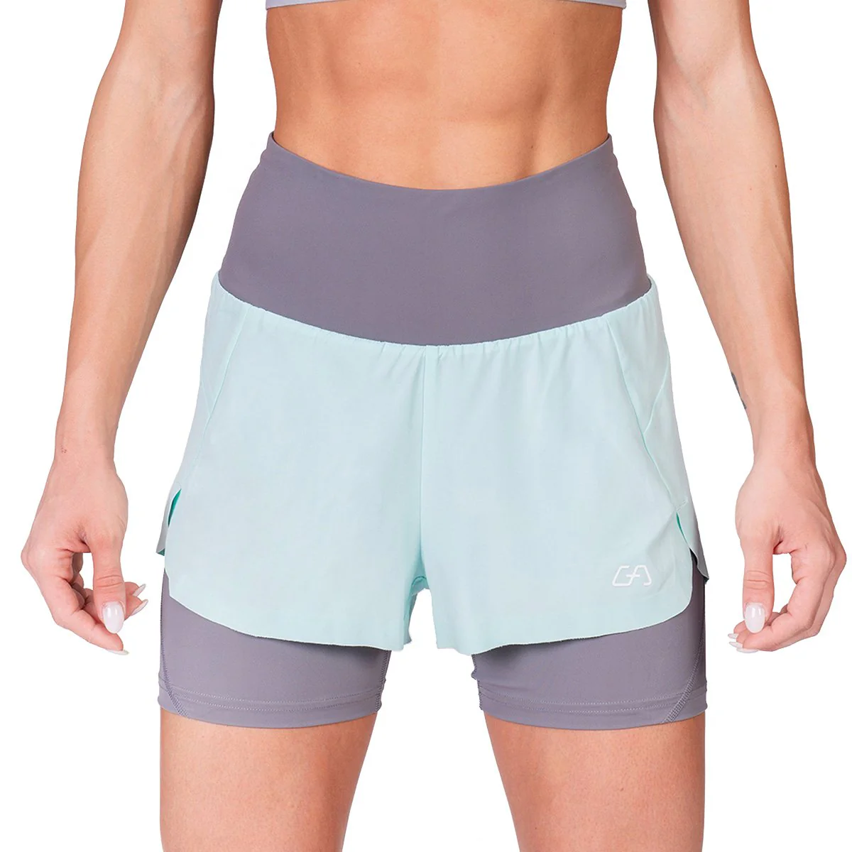 Activewear 2in1 Color Block Running Shorts for Women - Image 39