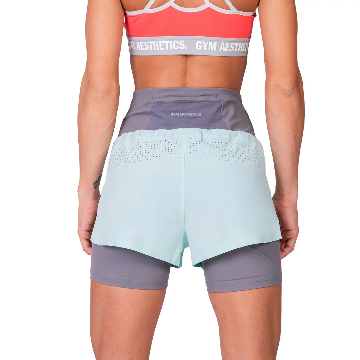 Activewear 2in1 Color Block Running Shorts for Women - Image 42