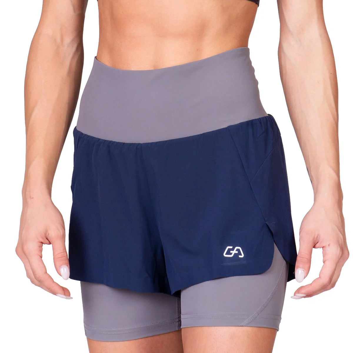 Activewear 2in1 Color Block Running Shorts for Women - Image 46