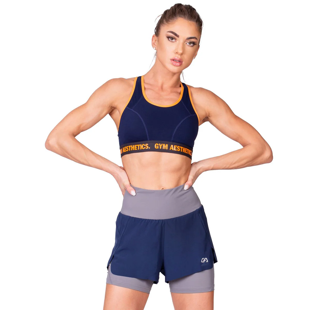 Activewear 2in1 Color Block Running Shorts for Women - Image 47