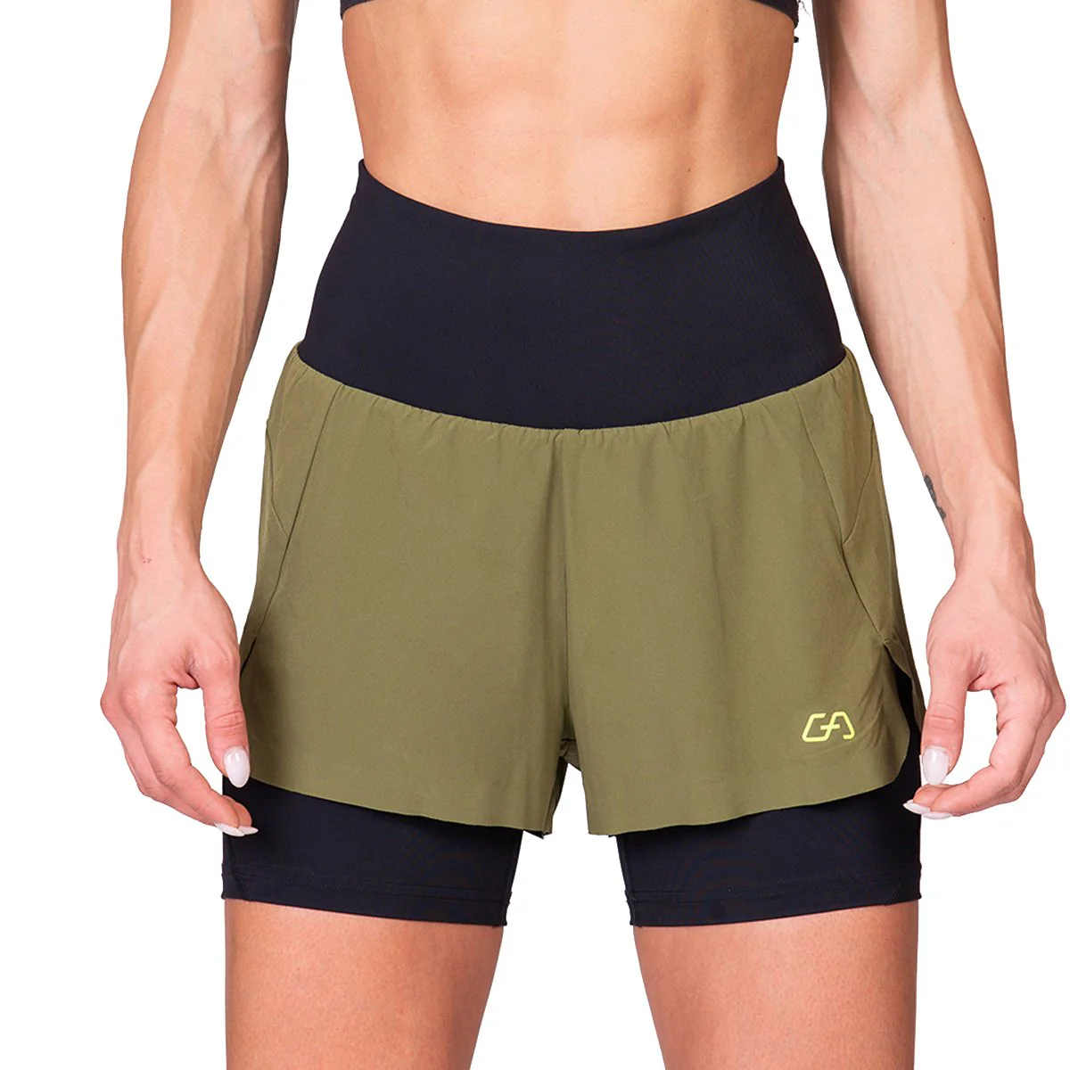 Activewear 2in1 Color Block Running Shorts for Women - Image 53