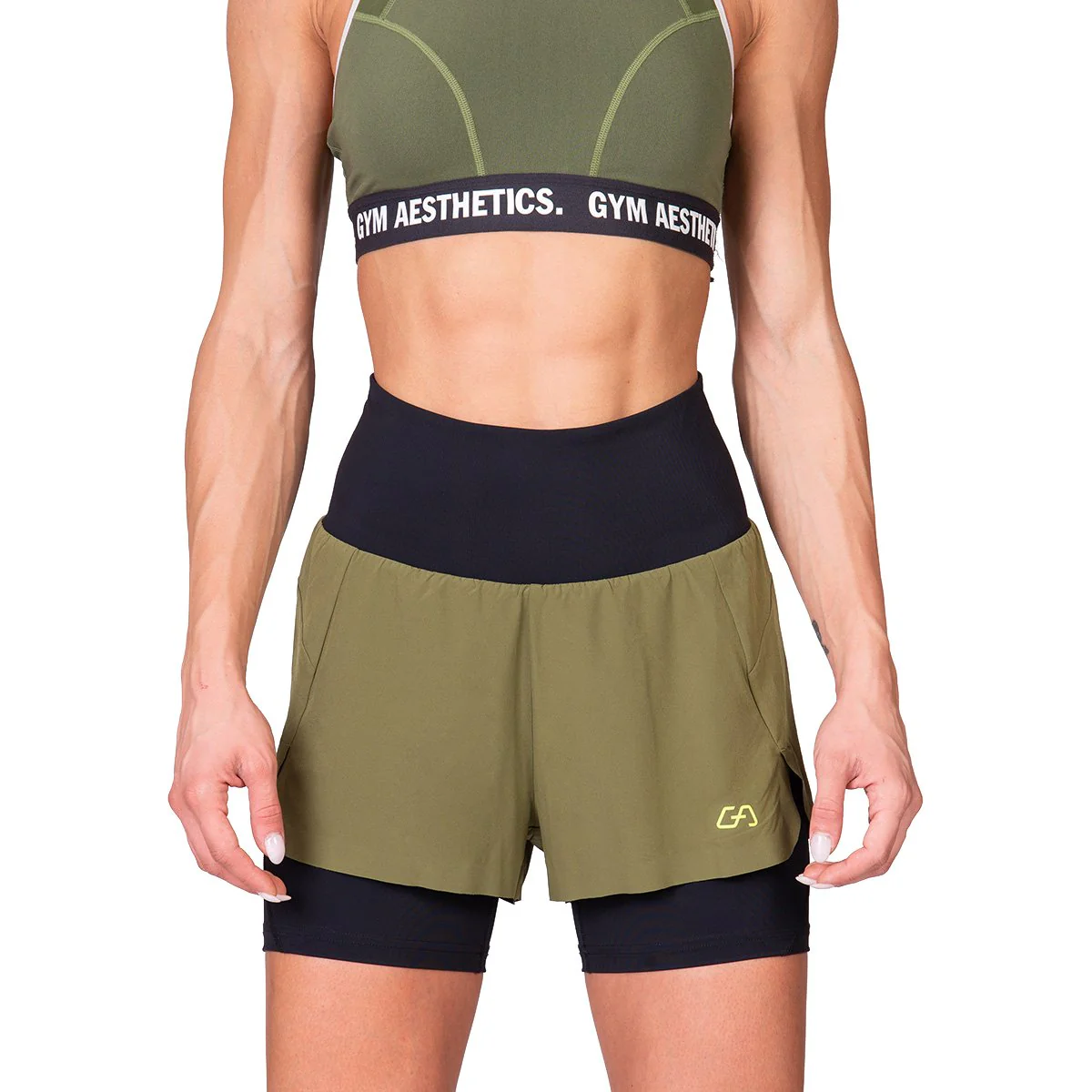 Activewear 2in1 Color Block Running Shorts for Women - Image 54