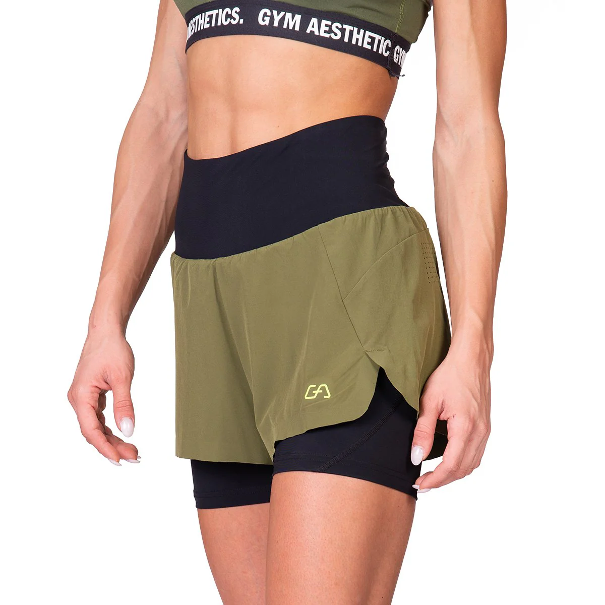 Activewear 2in1 Color Block Running Shorts for Women - Image 55