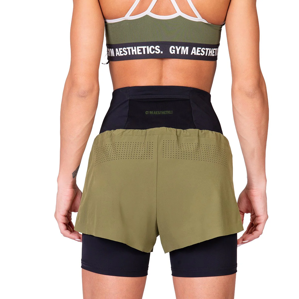 Activewear 2in1 Color Block Running Shorts for Women - Image 56