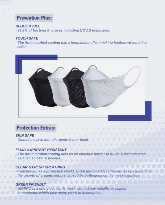 HiQPRO Reusable Mask Powered by airDefender Patented Antimicrobial Technology with printing - Image 4