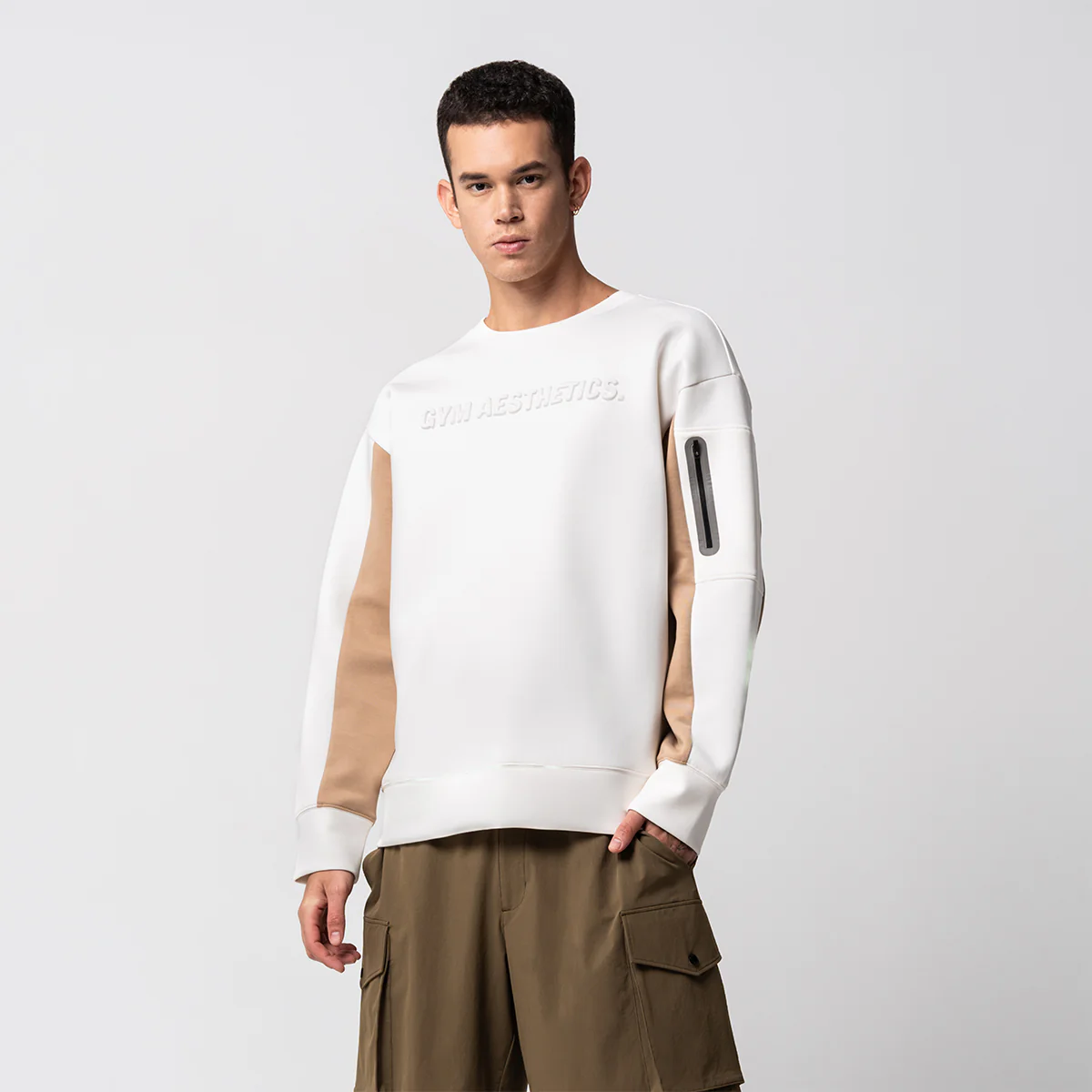 Oversize Everyday Wears Embossed print Sweatshirt Color Blocking for Men