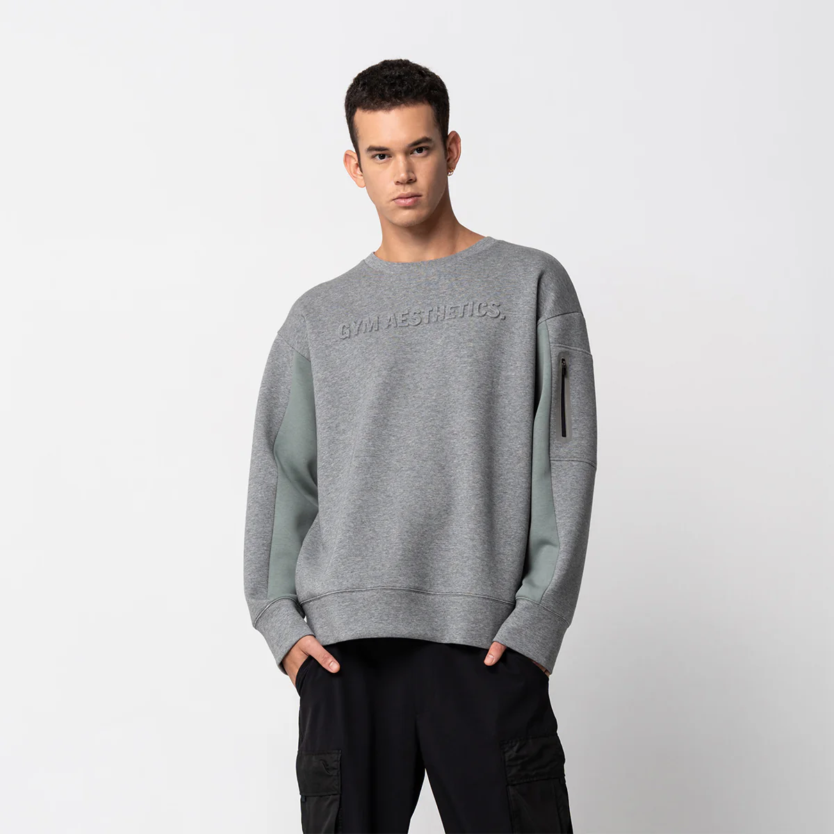 Oversize Everyday Wears Embossed print Sweatshirt Color Blocking for Men - Image 13