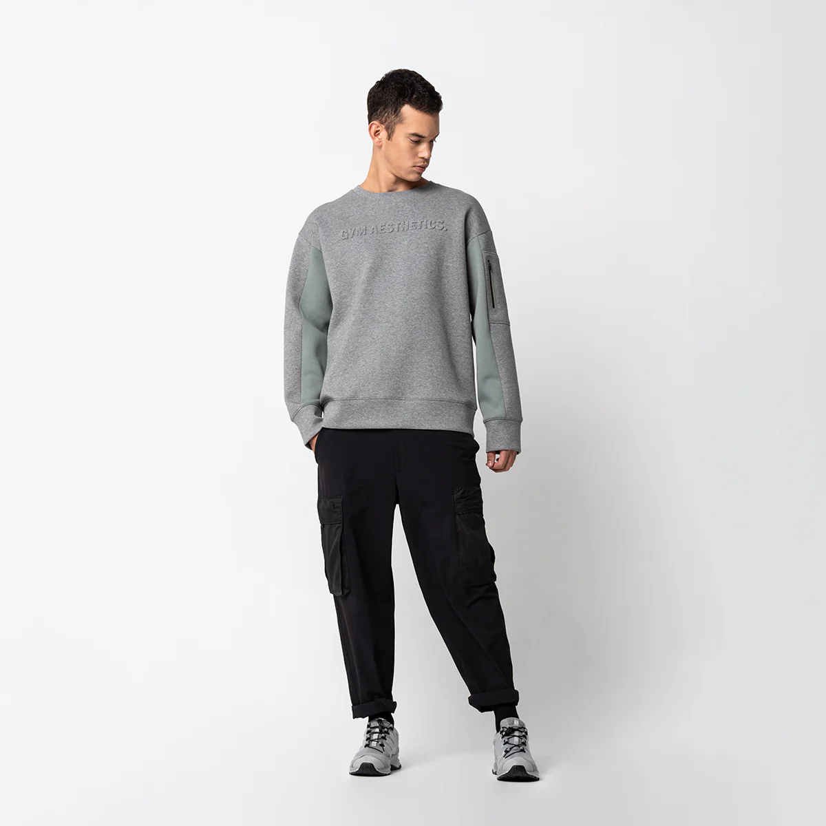Oversize Everyday Wears Embossed print Sweatshirt Color Blocking for Men - Image 14