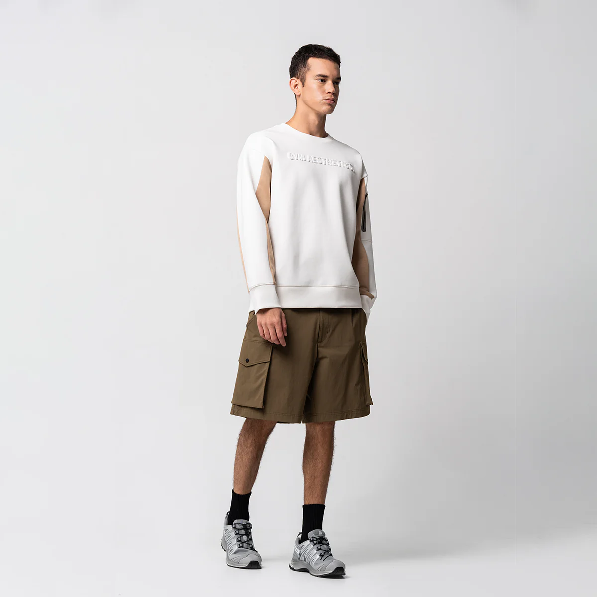 Oversize Everyday Wears Embossed print Sweatshirt Color Blocking for Men - Image 2