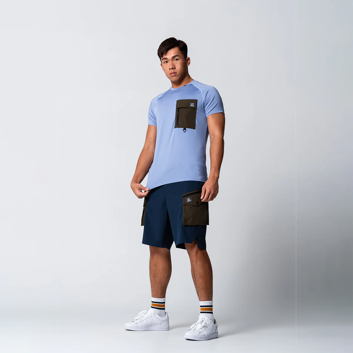 Color Blocking Functional Cargo 9 inch Running Shorts for Men - Image 26