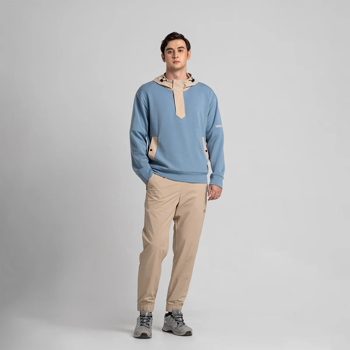 Fabric Blocking Athleisure Trendy Hoodies for Men - Image 13