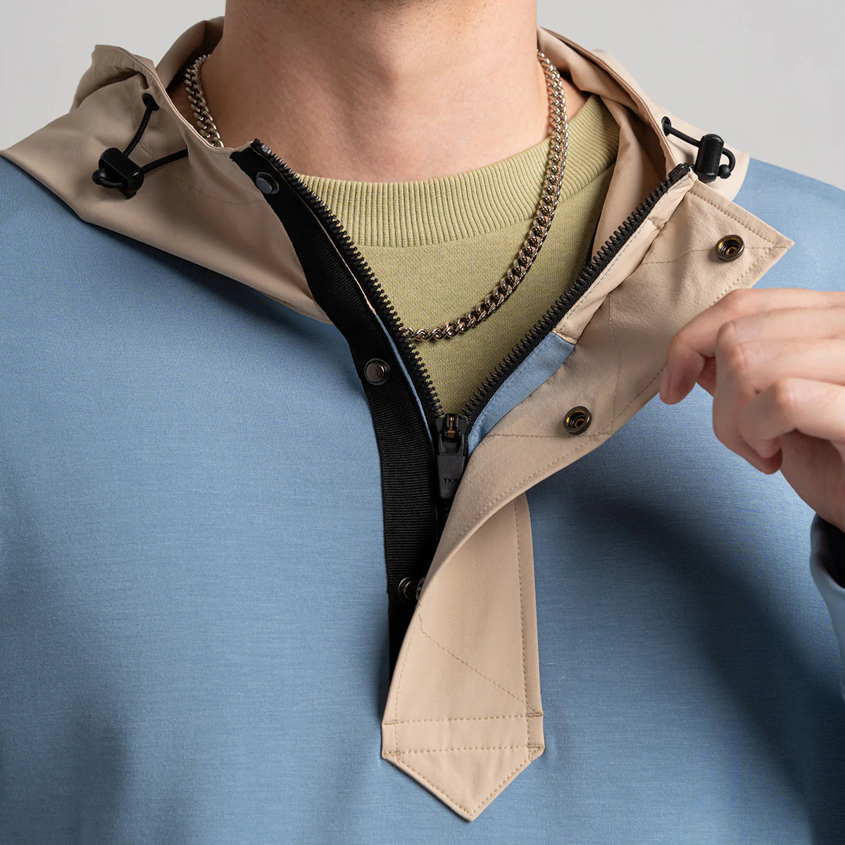 Fabric Blocking Athleisure Trendy Hoodies for Men - Image 17