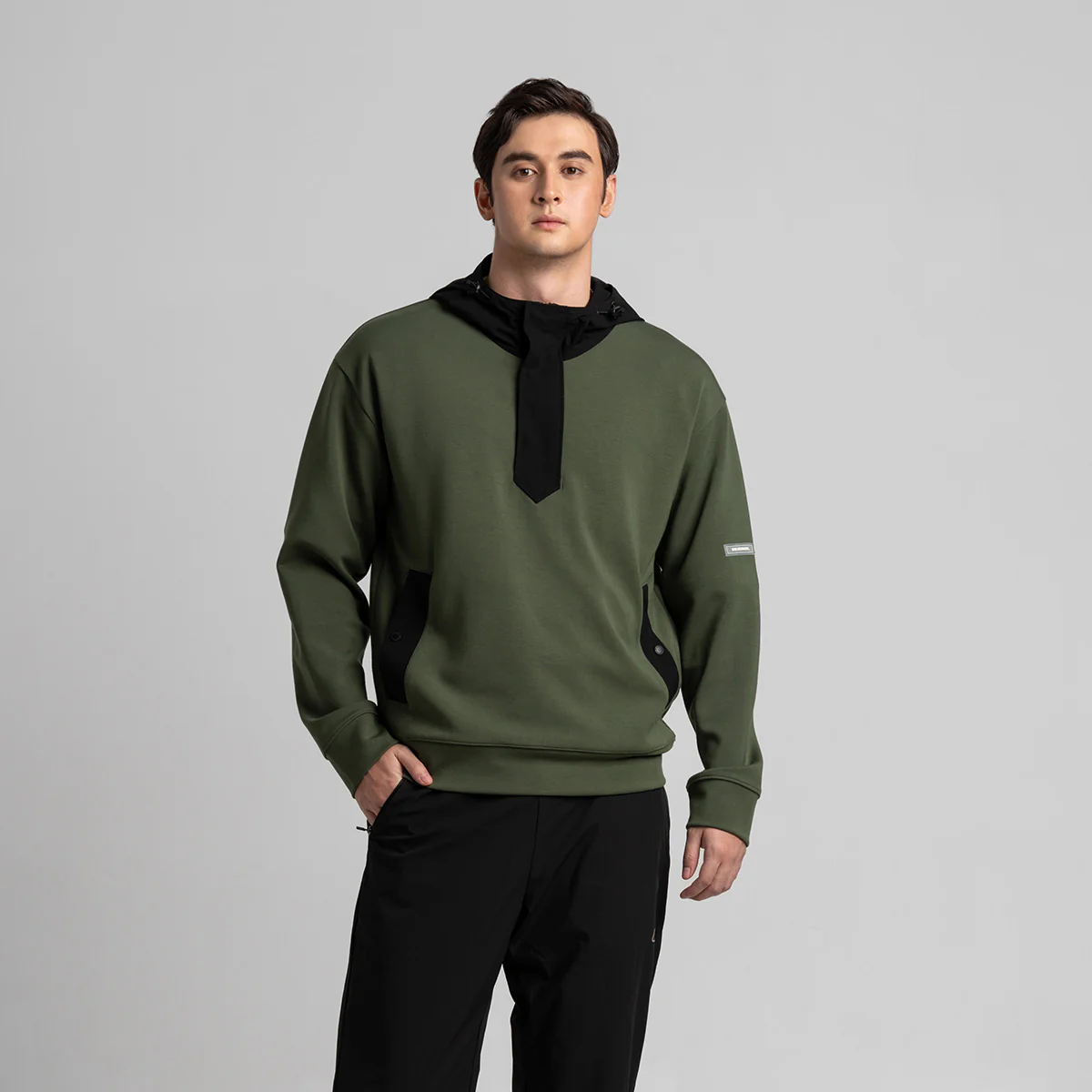 Fabric Blocking Athleisure Trendy Hoodies for Men - Image 7