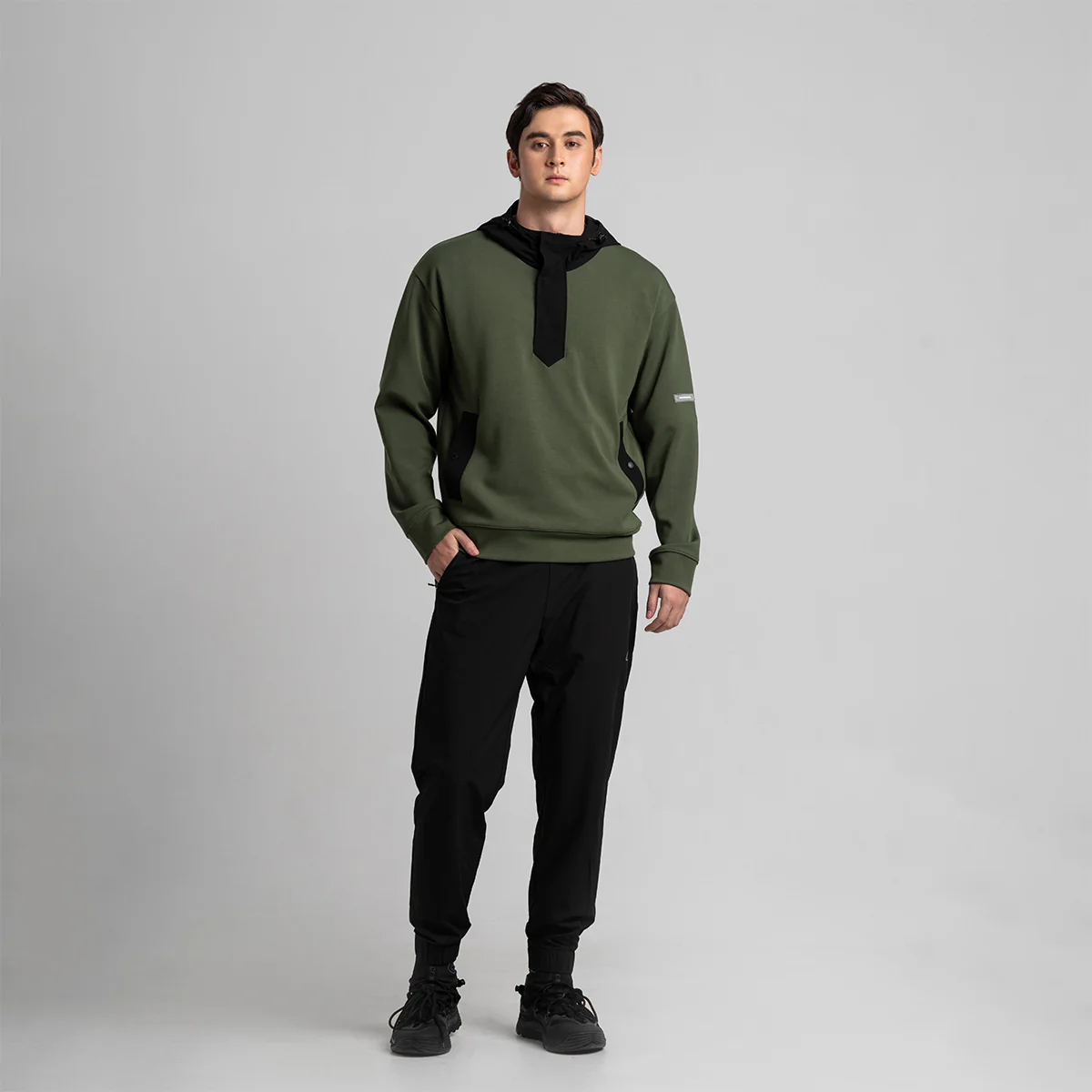 Fabric Blocking Athleisure Trendy Hoodies for Men - Image 8